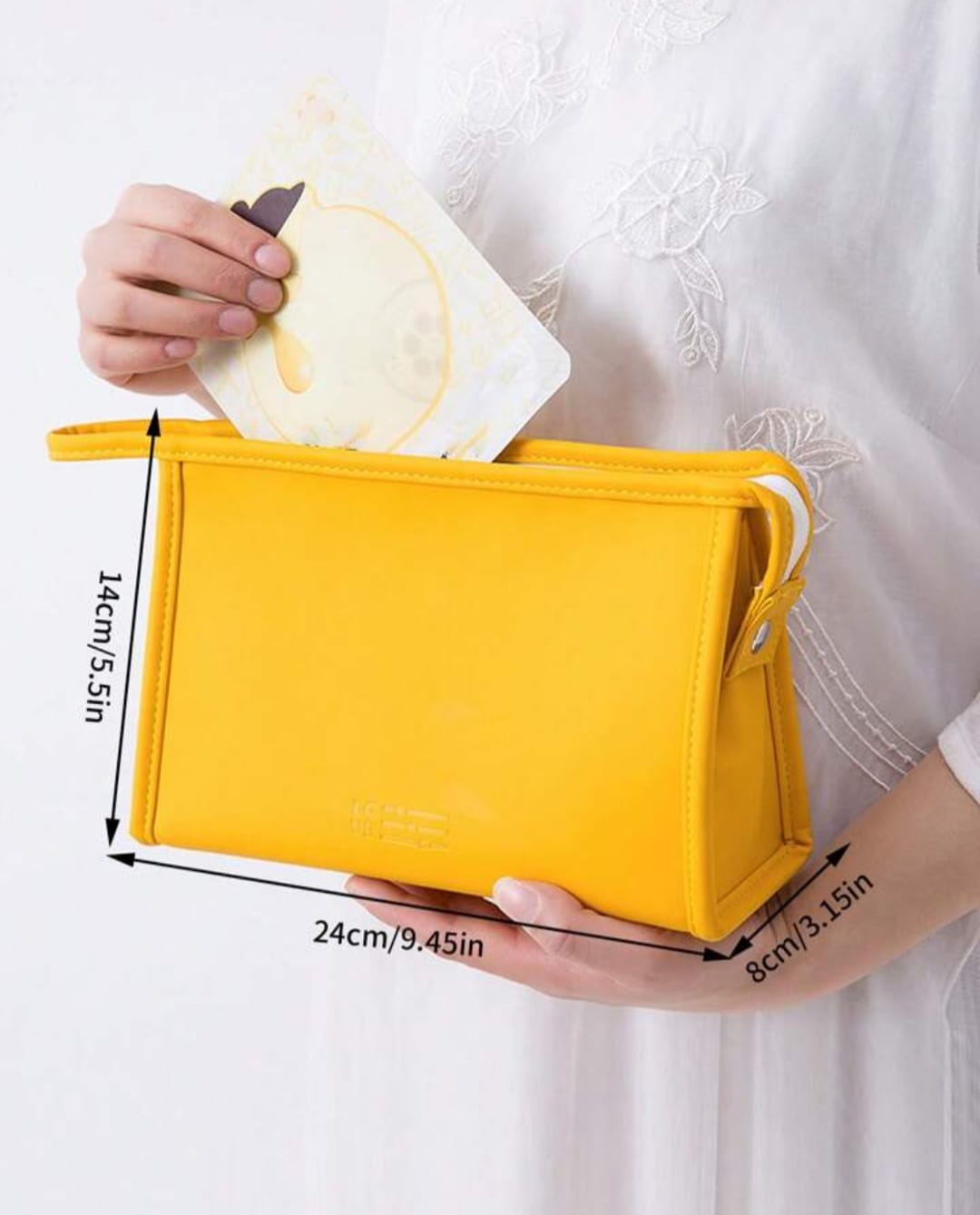 Makeup Bag Wide-Open Zipper Pouch Travel Toiletry Bag Cosmetic Organizer for Women 2 colour Available  Yellow  & Red
