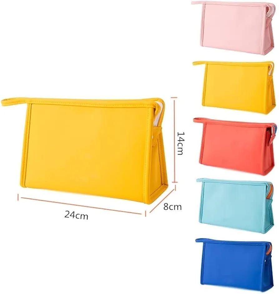 Makeup Bag Wide-Open Zipper Pouch Travel Toiletry Bag Cosmetic Organizer for Women 2 colour Available  Yellow  & Red