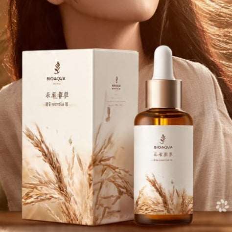 BIOAQUA  Rice Raw Pulp Hair Essential Oil nourishes hair deeply, helps reduce hair loss, repairs dry and split ends, and leaves hair soft, smooth, and healthy-looking. ITEM NO: BQY11404